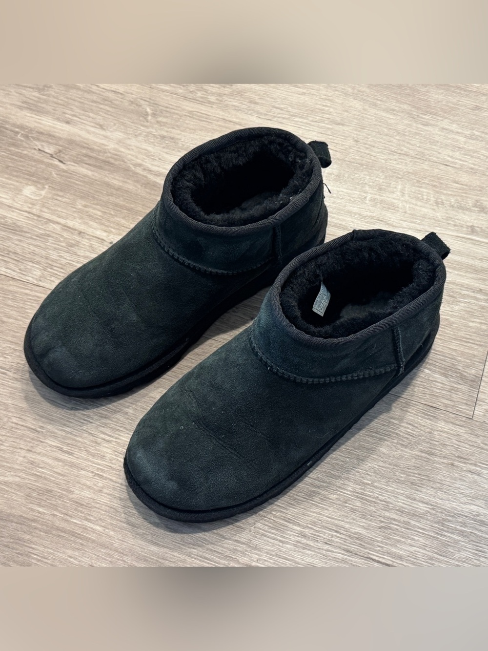 UGG Black Suede Shearling-Lined Ankle Boots
